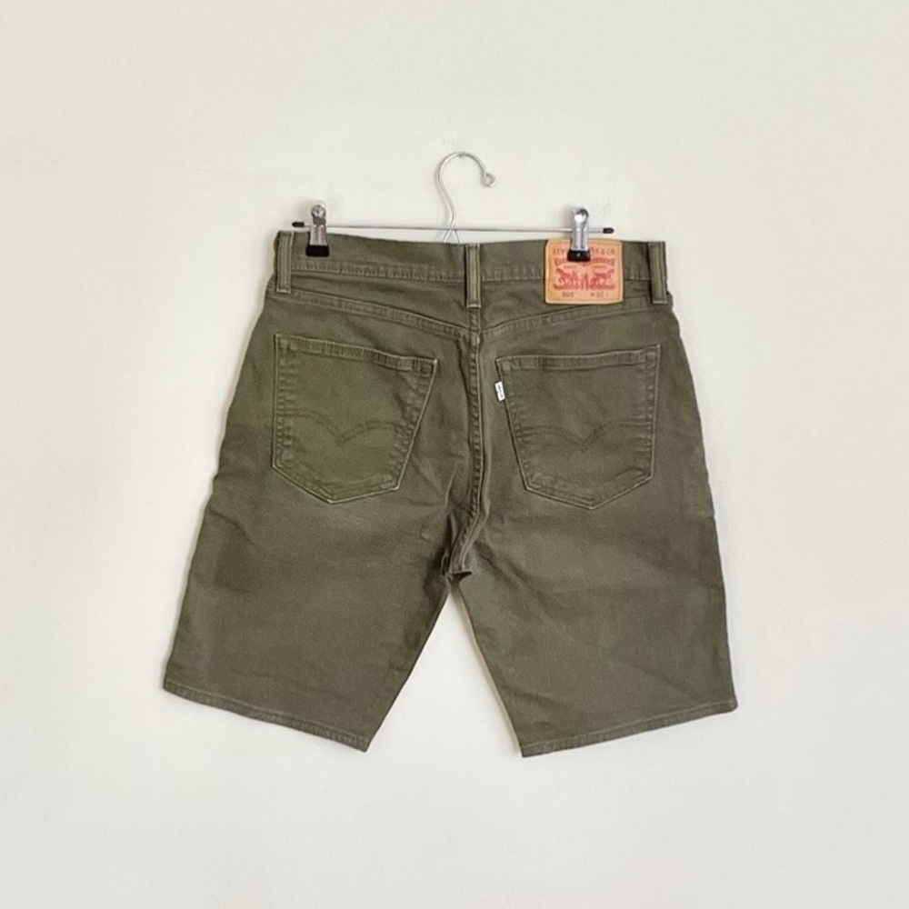 Levi’s 505 Jean Shorts 5 Pocket Olive Green Denim Regular Fit Men’s 32 Waist